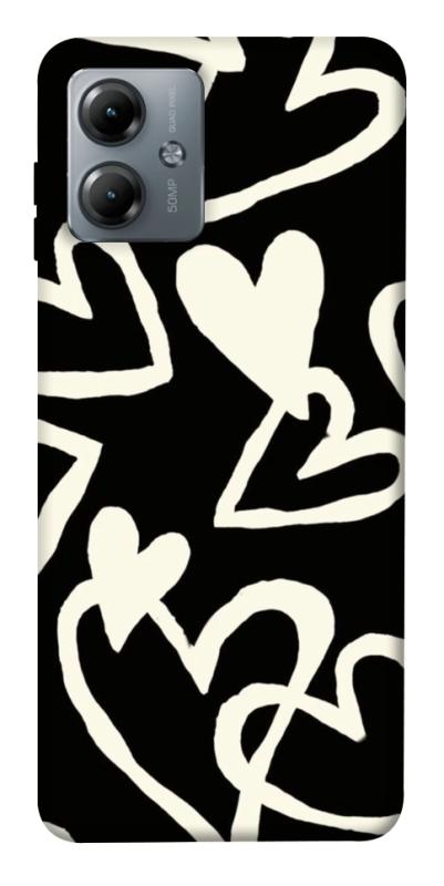Чехол itsPrint Black and white hearts для Motorola Moto G14, любовь, купить оптом с доставкой