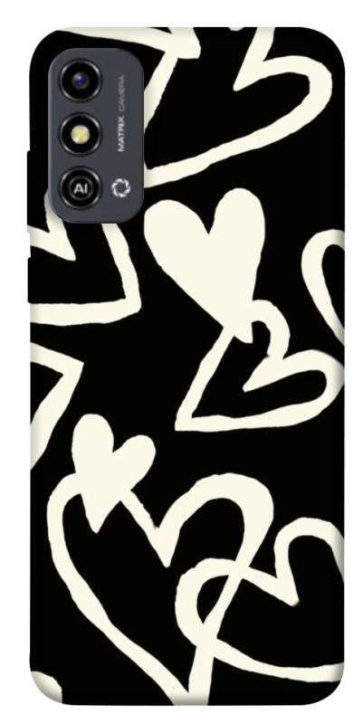 Чехол itsPrint Black and white hearts для ZTE Blade A53, любовь, купить оптом с доставкой
