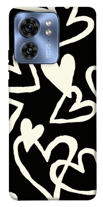 Чехол itsPrint Black and white hearts для Motorola Edge 40, любовь, купить оптом с доставкой