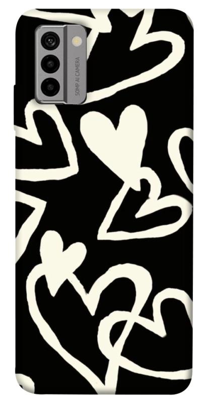 Чехол itsPrint Black and white hearts для Nokia G22, любовь, купить оптом с доставкой