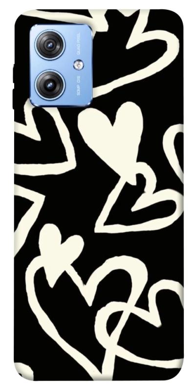 Чохол itsPrint Black and white hearts для Motorola Moto G84, кохання, купити оптом з доставкою
