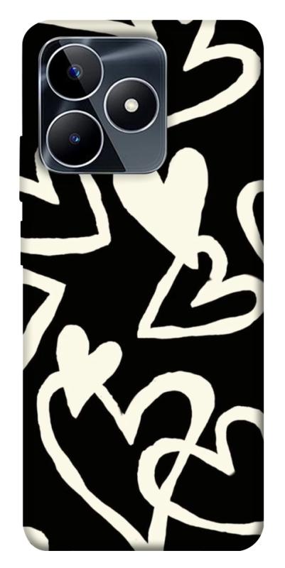 Чехол itsPrint Black and white hearts для Realme C53, любовь, купить оптом с доставкой