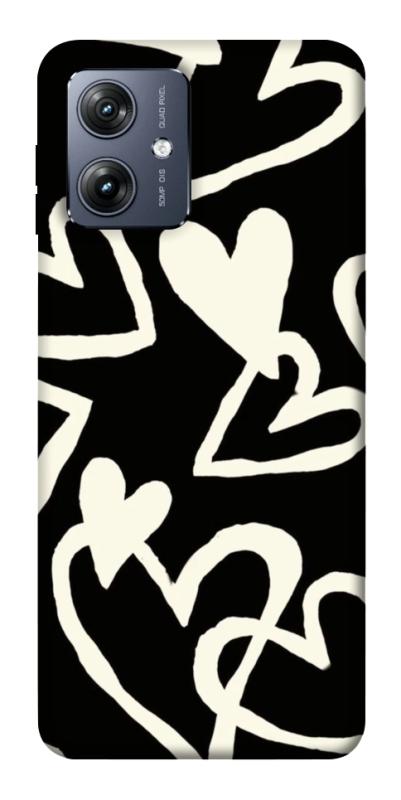 Чехол itsPrint Black and white hearts для Motorola Moto G54, любовь, купить оптом с доставкой