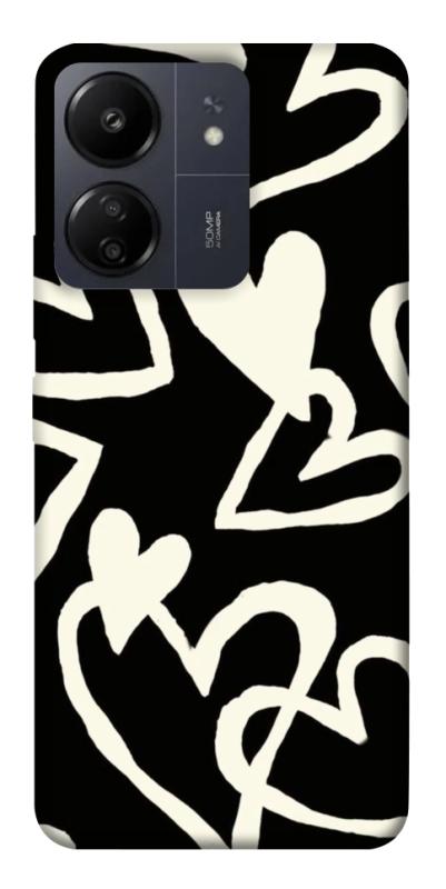 Чехол itsPrint Black and white hearts для Xiaomi Redmi 13C, любовь, купить оптом с доставкой