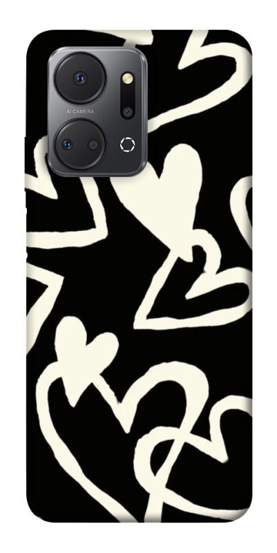Чехол itsPrint Black and white hearts для Huawei Honor X7a, любовь, купить оптом с доставкой