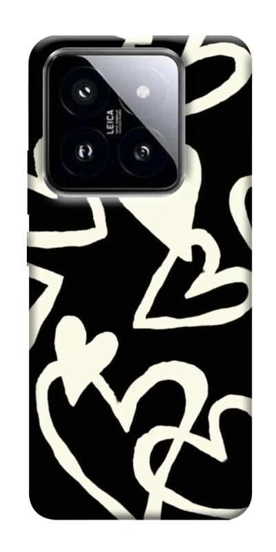 Чохол itsPrint Black and white hearts для Xiaomi 14 Pro, кохання, купити оптом з доставкою