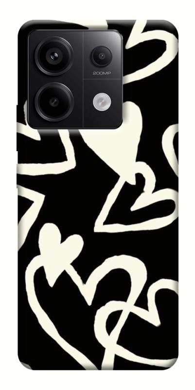 Чехол itsPrint Black and white hearts для Xiaomi Redmi Note 13 Pro 4G, любовь, купить оптом с доставкой