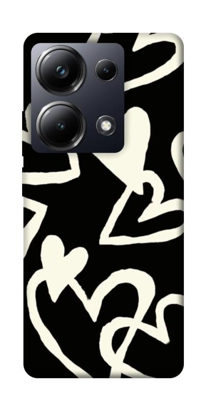 Чехол itsPrint Black and white hearts для Xiaomi Redmi Note 13 Pro 4G, любовь, купить оптом с доставкой