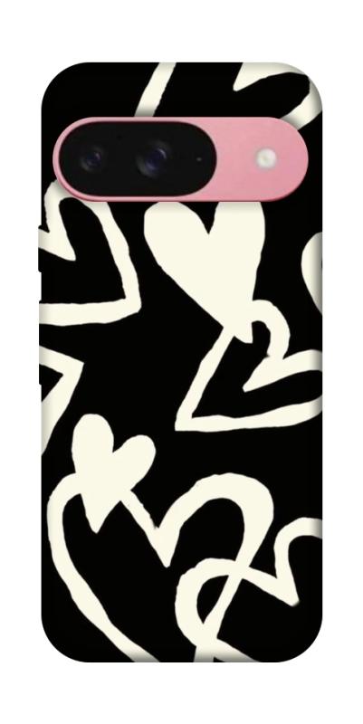Чехол itsPrint Black and white hearts для Google Pixel 9, любовь, купить оптом с доставкой