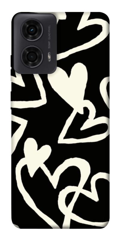 Чехол itsPrint Black and white hearts для Motorola Moto G24, любовь, купить оптом с доставкой