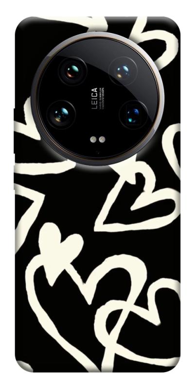Чехол itsPrint Black and white hearts для Xiaomi 14 Ultra, любовь, купить оптом с доставкой