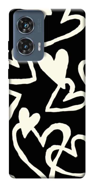 Чохол itsPrint Black and white hearts для Motorola Edge 50 Fusion, кохання, купити оптом з доставкою