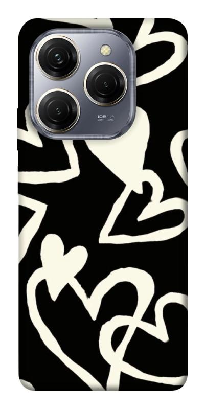 Чехол itsPrint Black and white hearts для TECNO Spark 20 Pro, любовь, купить оптом с доставкой