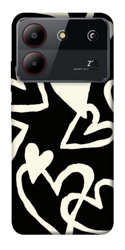 Чехол itsPrint Black and white hearts для ZTE Blade A54 4G, любовь, купить оптом с доставкой