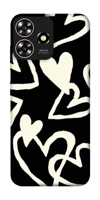 Чехол itsPrint Black and white hearts для ZTE Blade A73 4G, любовь, купить оптом с доставкой