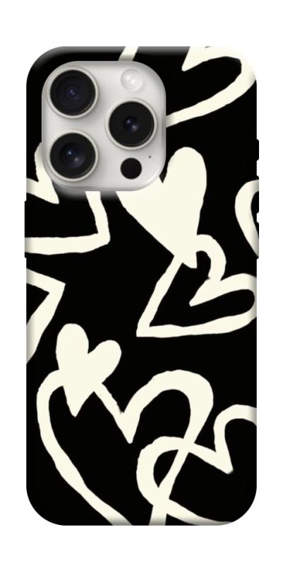 Чехол itsPrint Black and white hearts для Apple iPhone 16 Pro (6.3"), любовь, купить оптом с доставкой