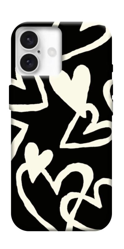 Чехол itsPrint Black and white hearts для Apple iPhone 16 Plus (6.7"), любовь, купить оптом с доставкой
