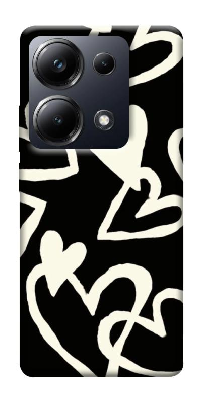 Чехол itsPrint Black and white hearts для Xiaomi Redmi 13 4G / Poco M6 4G, любовь, купить оптом с доставкой