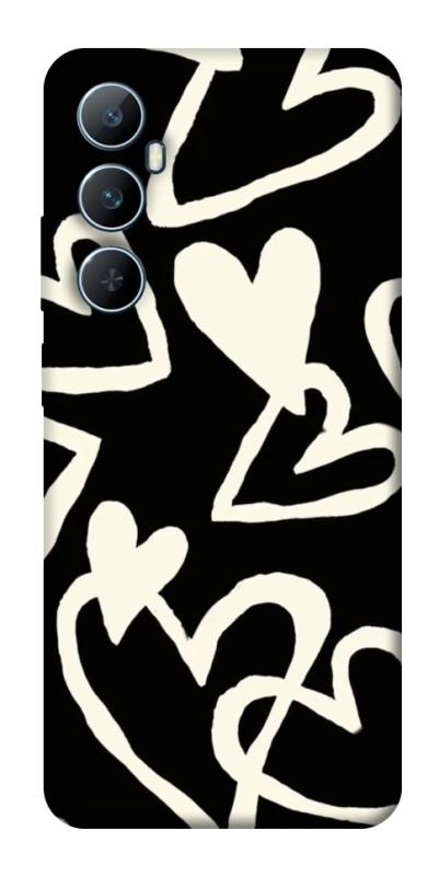 Чехол itsPrint Black and white hearts для Realme C65 4G, любовь, купить оптом с доставкой