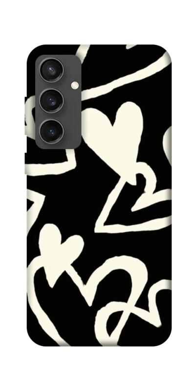 Чехол itsPrint Black and white hearts для Samsung Galaxy S24 FE, любовь, купить оптом с доставкой