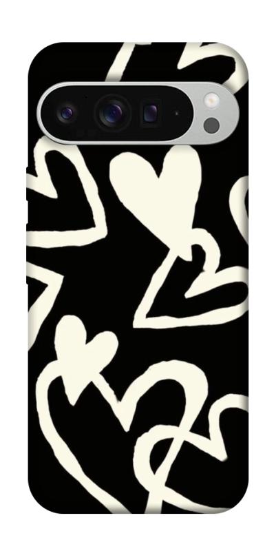 Чехол itsPrint Black and white hearts для Google Pixel 9 Pro XL, любовь, купить оптом с доставкой
