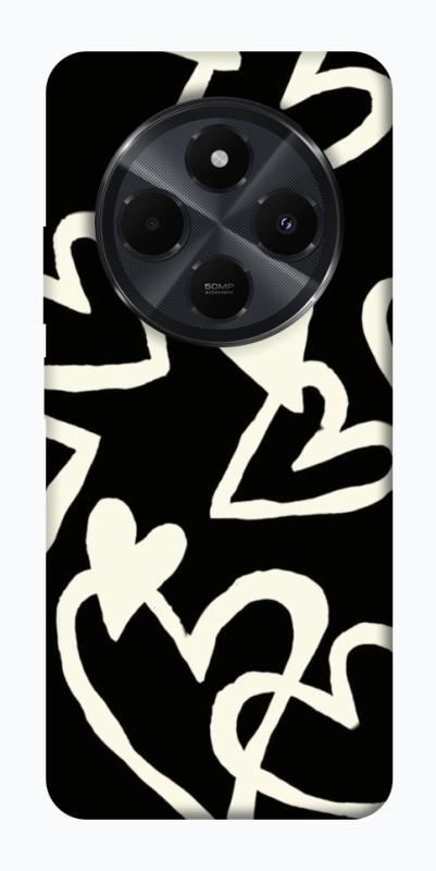 Чехол itsPrint Black and white hearts для Xiaomi Redmi 14C / Poco C75, любовь, купить оптом с доставкой