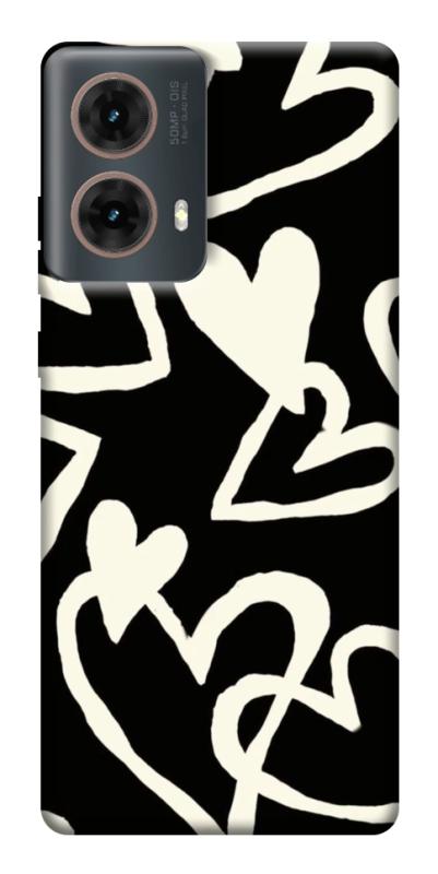 Чехол itsPrint Black and white hearts для Motorola Moto G85, любовь, купить оптом с доставкой