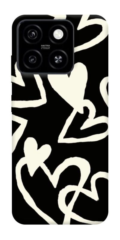 Чехол itsPrint Black and white hearts для ZTE Blade A55 4G, любовь, купить оптом с доставкой