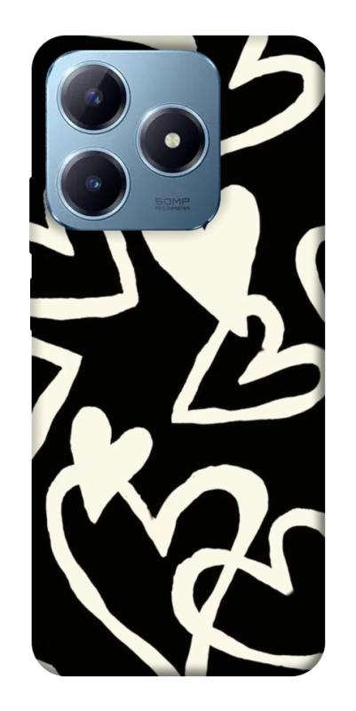 Чехол itsPrint Black and white hearts для Realme C63 4G, любовь, купить оптом с доставкой