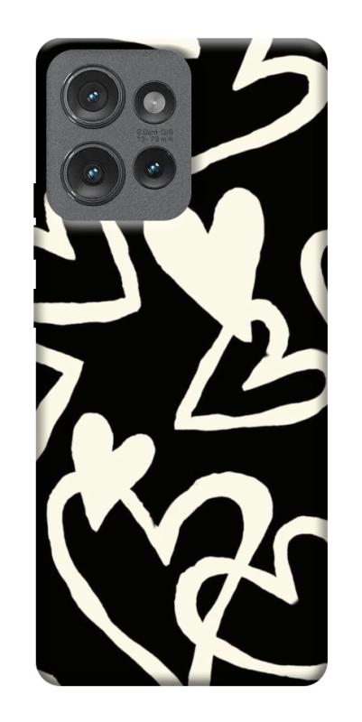 Чехол itsPrint Black and white hearts для Motorola Edge 50, любовь, купить оптом с доставкой