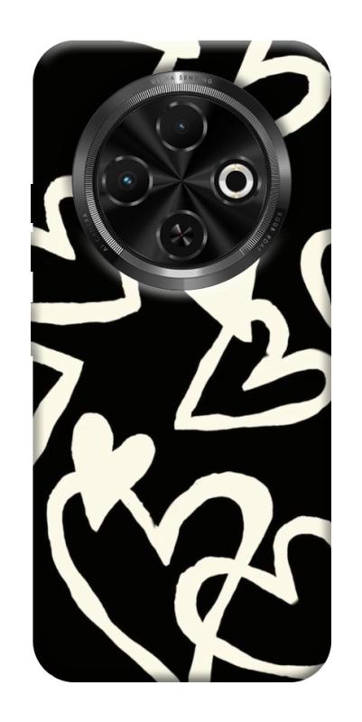 Чохол itsPrint Black and white hearts для TECNO Spark 30C, кохання, купити оптом з доставкою