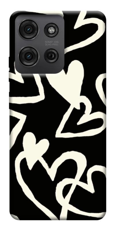 Чехол itsPrint Black and white hearts для Motorola Moto G75 5G, любовь, купить оптом с доставкой