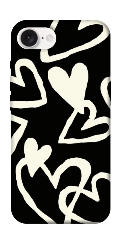 Чехол itsPrint Black and white hearts для Apple iPhone 16e (6.1"), любовь, купить оптом с доставкой