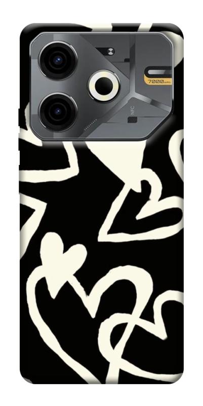 Чехол itsPrint Black and white hearts для TECNO Pova 6 Neo (LI6), любовь, купить оптом с доставкой