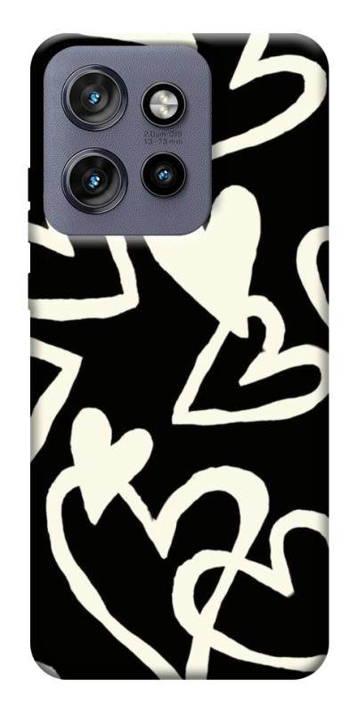 Чехол itsPrint Black and white hearts для Motorola Edge 50 Neo, любовь, купить оптом с доставкой