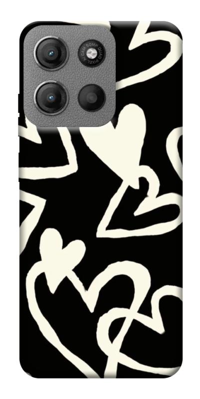 Чехол itsPrint Black and white hearts для Motorola Moto G15 4G, любовь, купить оптом с доставкой