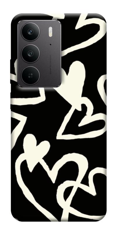 Чехол itsPrint Black and white hearts для Realme C75, любовь, купить оптом с доставкой
