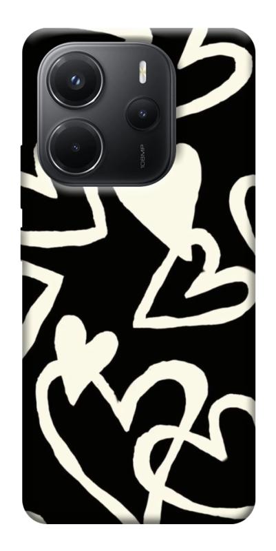 Чехол itsPrint Black and white hearts для Xiaomi Redmi Note 14 4G (Europe version), любовь, купить оптом с доставкой