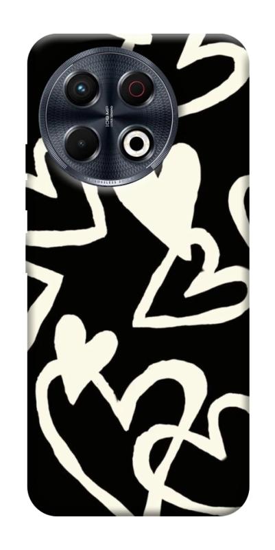 Чехол itsPrint Black and white hearts для TECNO Spark 30 Pro (KL7), любовь, купить оптом с доставкой
