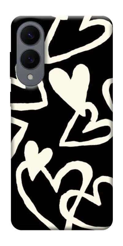 Чехол itsPrint Black and white hearts для Samsung Galaxy S25 Edge, любовь, купить оптом с доставкой