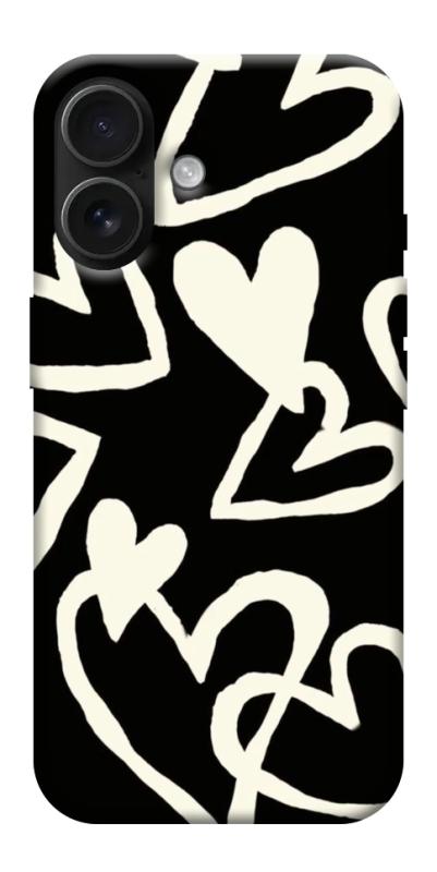 Чехол itsPrint Black and white hearts для Apple iPhone 17 (6.3"), любовь, купить оптом с доставкой