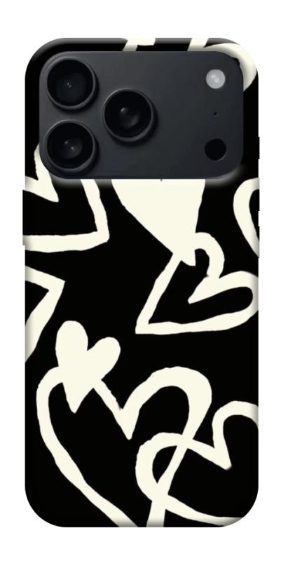 Чехол itsPrint Black and white hearts для Apple iPhone 17 Pro Max (6.9"), любовь, купить оптом с доставкой