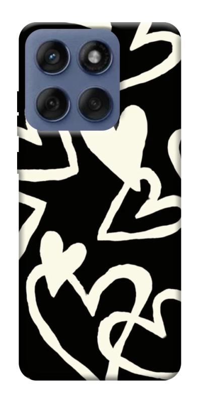 Чехол itsPrint Black and white hearts для Motorola Edge 60 Fusion, любовь, купить оптом с доставкой