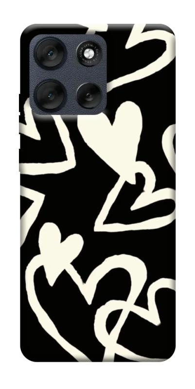 Чехол itsPrint Black and white hearts для Motorola Moto G56 5G, любовь, купить оптом с доставкой