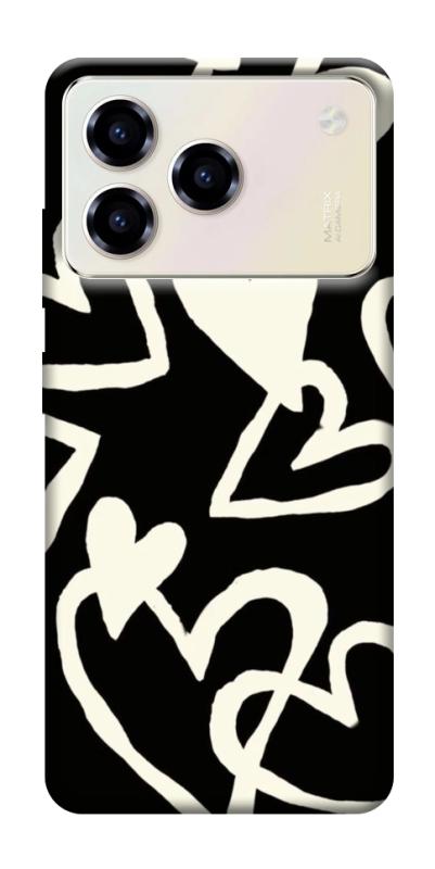 Чехол itsPrint Black and white hearts для ZTE Blade A76, любовь, купить оптом с доставкой