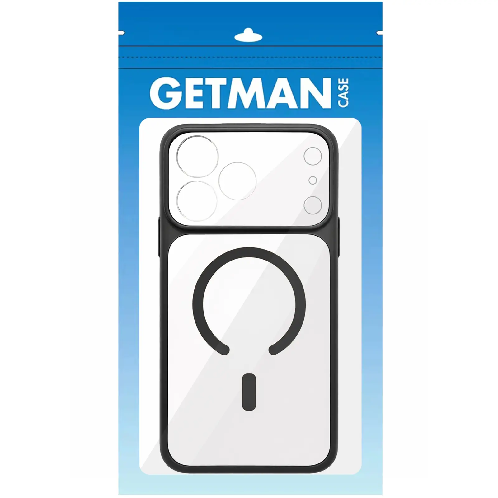 Чохол TPU+PC GETMAN Moon Clear with MagSafe для Apple iPhone 17 Pro (6.3"), Black 1, TPU+PC, купити оптом з доставкою