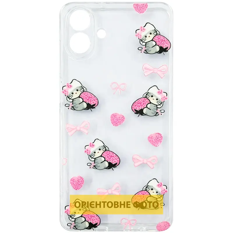 Чехол TPU Clear Joy для Xiaomi Redmi Note 14 Pro 4G, Strawberry Cats, TPU, купить оптом с доставкой