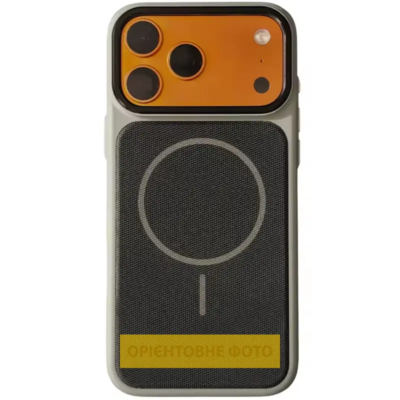 Чехол PC Textile Hybrid with Magnetic Fit для Apple iPhone 15 (6.1"), Grey / Black, Ткань, купить оптом с доставкой