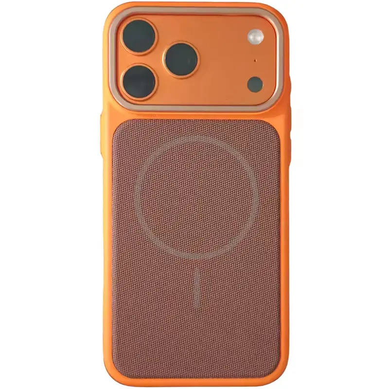 Чохол PC Textile Hybrid with Magnetic Fit для Apple iPhone 17 Pro (6.3"), Orange / Brown, Тканина, купити оптом з доставкою
