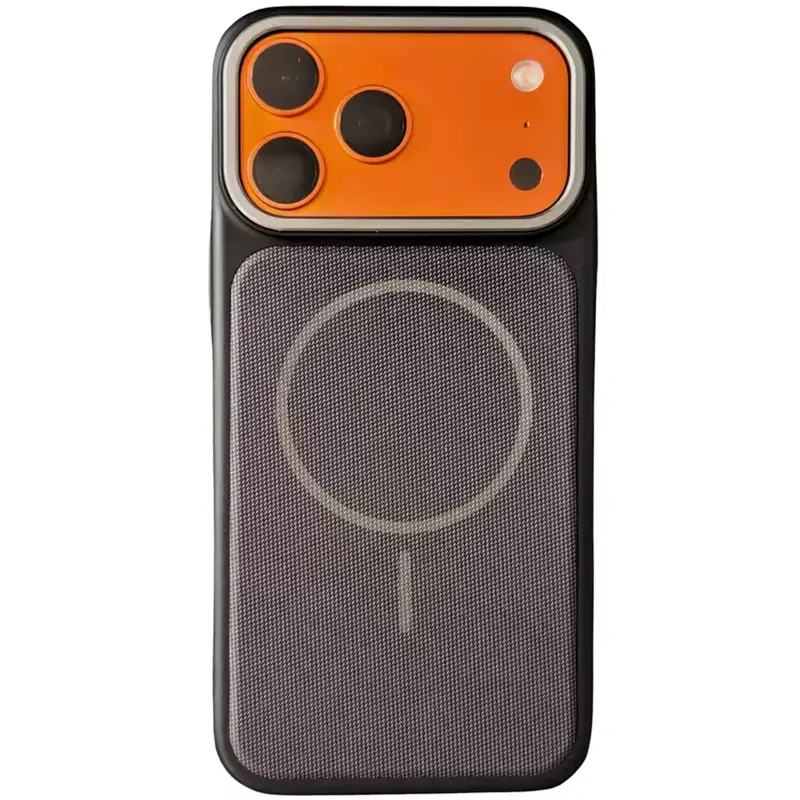 Чехол PC Textile Hybrid with Magnetic Fit для Apple iPhone 17 Pro Max (6.9"), Black / Purple, Ткань, купить оптом с доставкой